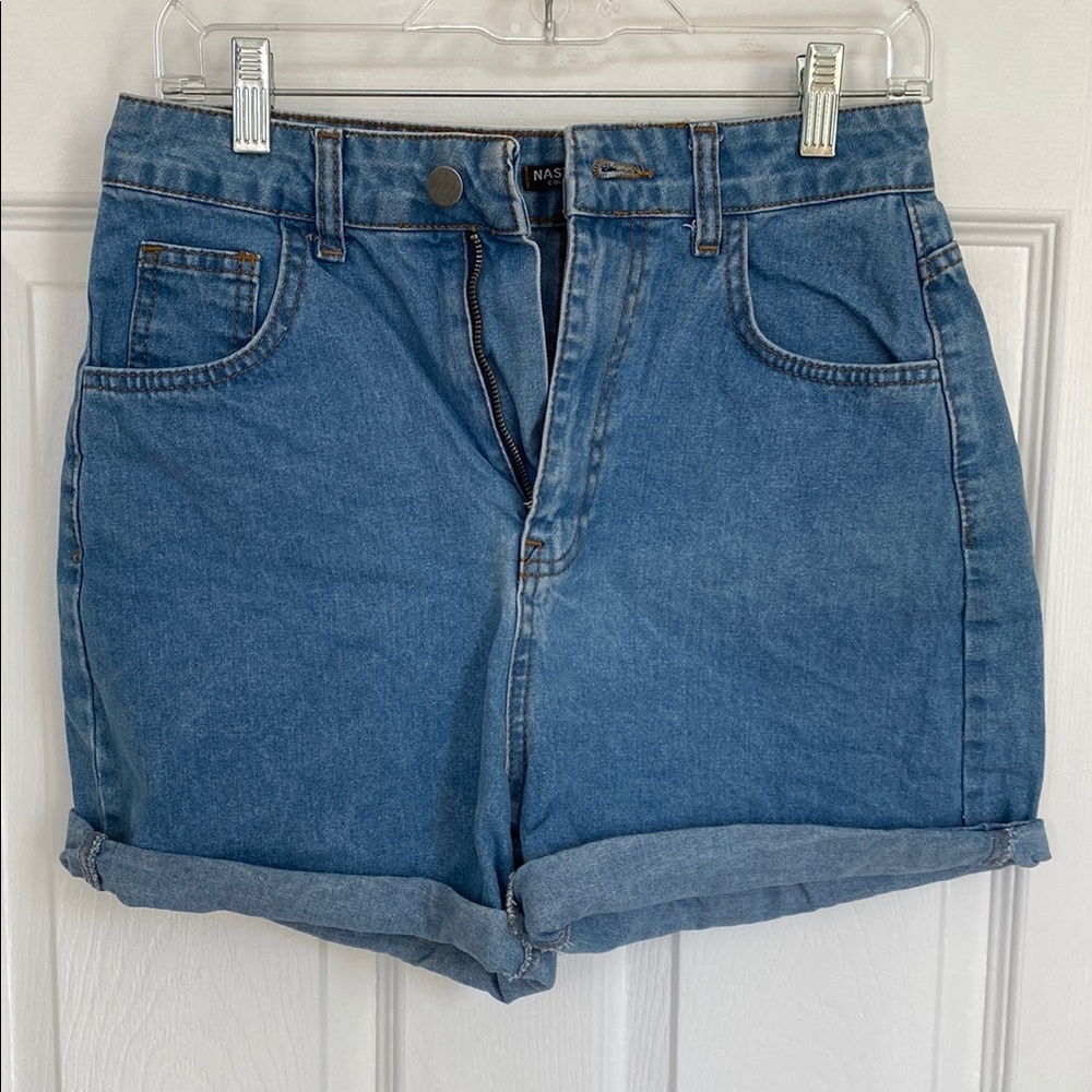 Nasty Gal Blue Denim Mom Shorts